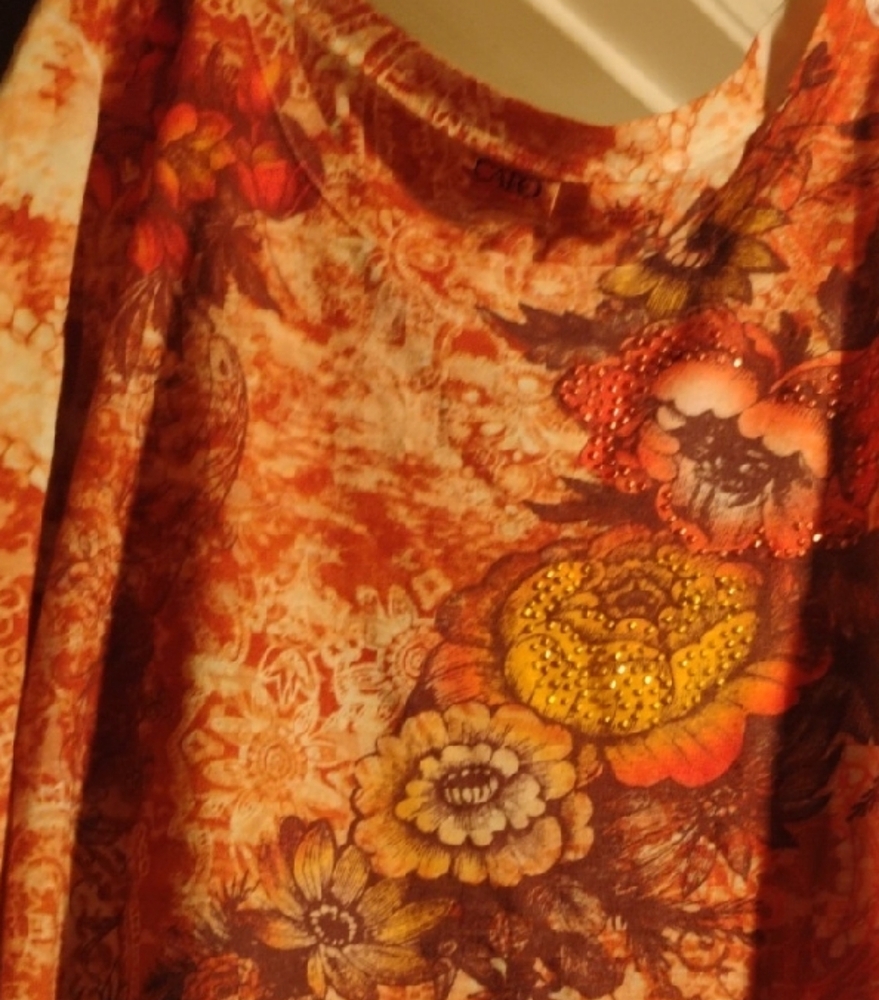 Cato Orange and Red Floral Blouse